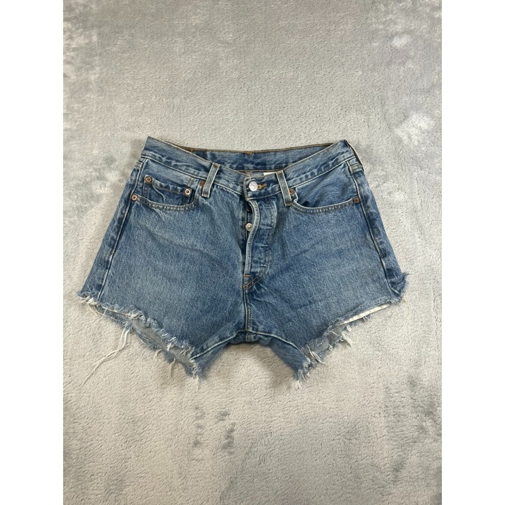 Levi's Womens Denim Button Fly Genuine 501 Cutoff Booty Jean Shorts Jorts 28
